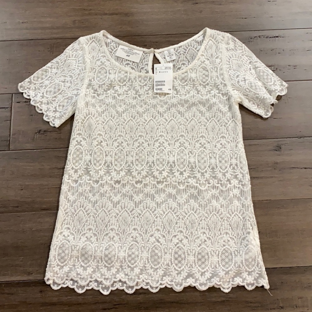 5 for $25 LOGG by H&M‎ lace top ivory off white